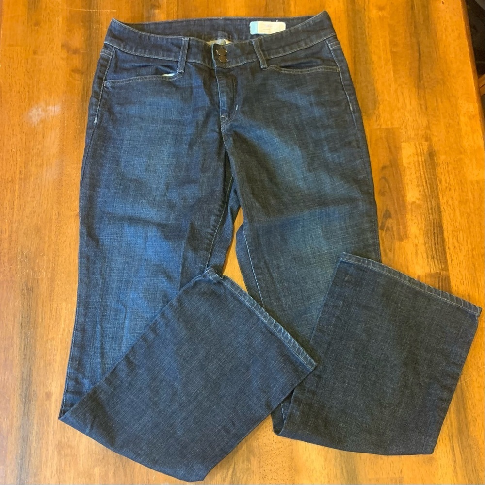 GAP Jeans 12 L Dark Denim Blue Curvy Flare Wide Leg Stretch Casual Double Button